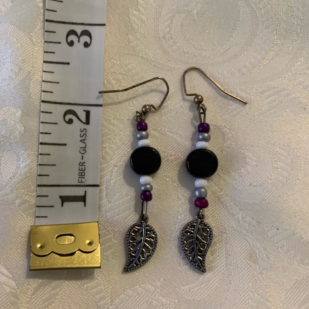 Beaded and leaf Earrings